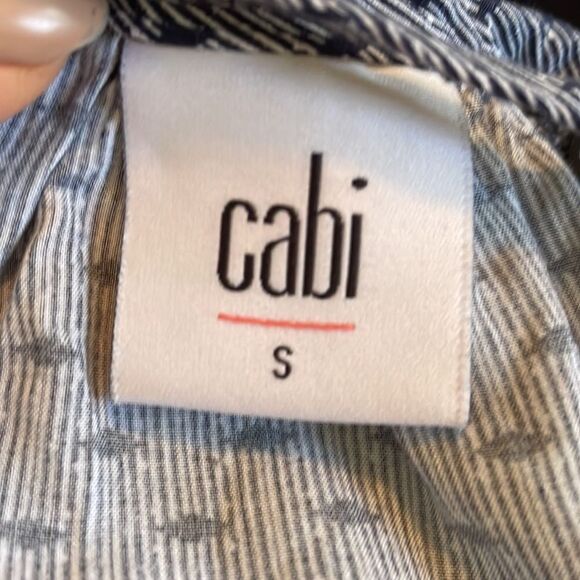 CAbi navy blue & white strappy rayon camisole/tank top - Picture 8 of 10